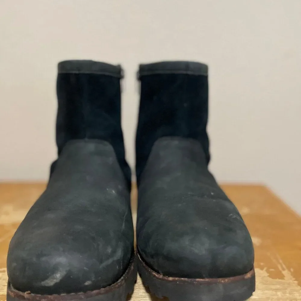 Ugg Hendren 1008140 Black LEATHER Waterproof Zip Ankle Boots Men's Sz 11